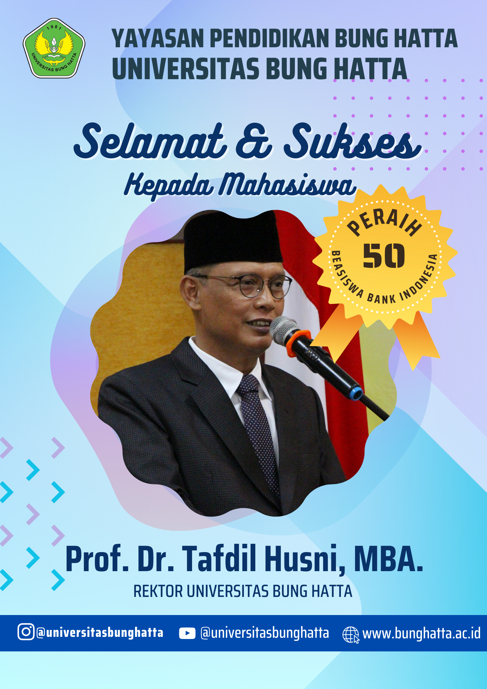 Selamat kepada 50 Mahasiswa Universitas Bung Hatta Penerima Beasiswa Bank Indonesia
