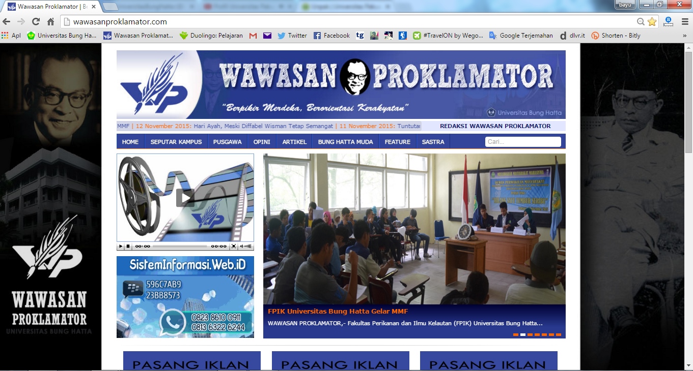 Dukung Website UKM Wawasan Proklamator Jadi Juara Lomba Penerbitan Media Online Pers Mahasiswa se-Indonesia